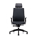 Interstuhl Bürostuhl Famos F260, mit Armlehnen, Synchronmechanik, Flachsitz, Kopfstütze, schwarz