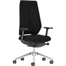 Interstuhl JOYCE is3 office chair, synchronous mechanism, armrests, FlexGrid lumbar support, mesh back, flat seat, black/black