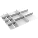 Inzet voor schuifladen Treston, 3 onderverdelers & 10 middenplaten, B 900 mm, voor serie 90 met H 1000 mm