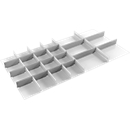 Inzet voor schuifladen Treston, 5 onderverdelers & 16 middenplaten, B 1300 mm, voor serie 130 met H 1500/2500 mm