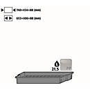 Inzetbak voor asecos veiligheidskasten van de series Q30, Q90 en S90, polypropyleen, grijs, B 740 x D 434 x H 88 mm, 21,5 l