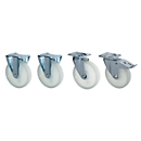 Jeu de roulettes, 2 roues directionnelles et 2 roues fixes pour bennes basculantes de type GU