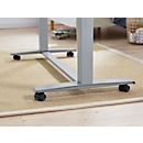 Jeu de roulettes avec traverse, pour le bureau à hauteur réglable électriquement Roll it, structure en acier, alu blanc
