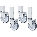 Jeu de roulettes Rau, 4 roulettes pivotantes avec frein, charge admissible 450 kg, extenseur 40 x 40 x 2 mm/45 x 45 x 2 mm, Ø 125 mm, gris clair
