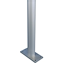 Juego de soportes de aluminio, tubo redondo, con placa de base, ø 80 x 2150 mm, aluminio plateado