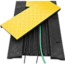 Kabelbrug - gerecycled PVC - verwijderbaar deksel - 4 reflectoren - 2,5 t - voor 5 kabels - zwart en geel