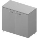 Kast ARLON OFFICE, 2 ordnerhoogtes, afsluitbaar, B 900 x D 450 x H 816 mm, lichtgrijs/aluminium