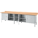 Kastenwerkbank Schäfer Shop Select PWi 300-1, Buche Multiplexplatte, bis 750 kg, B 3000 x T 700 x H 840 mm, Weißaluminium