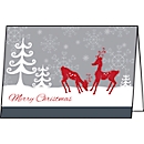 Kerstkaart Sigel "Red Deer", A6, met enveloppen, glanzend karton, grijs-rood, 25 stuks