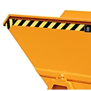 Kiepbak Bauer KS 700, staal, oranje, B 1340 x D 1200 x H 1275 mm, 700 l, tot 1000 kg, looprollen, handmatige kiepinrichting