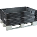 KIGA rehausse plastique KIGAFRAME®, L 1200 × l 800 × H 200 mm, empilable, PP/PE recyclé mix, noir