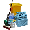 Kit d'urgence anti-fuites dans caisson mobile, 167 p., absorbe l'huile bleu, capacité d'absorption 200 L