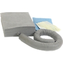 Kit d'urgence anti-fuites universel gris, absorption 20 L, 41 p., dans une pochette en PVC