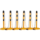 Kit de potelets à chaîne, 6 potelets + 5 chaînes, jaune-noir