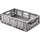 Klappbox, stapelbar, Traglast 20 kg, 600 x 400 x 170 mm, grau