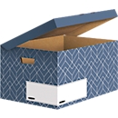 Klappdeckelbox Maxi BANKERS BOX® Décor, FSC®-zertifizierter Karton, L 570 x B 367 x H 291 mm, für DIN A4 Formate, schieferblau, 5 Stück