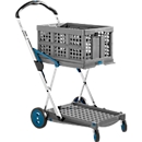 Klappmobil CLAX®, 2 Etagen, Tragkraft bis 60 kg, Lenk- & Bockrollen, inkl. 46 l Klappbox, Aluminium & Kunststoff, grau/petrol