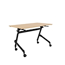 Klapptisch, mit 4 feststellbaren Rollen, Rechteck, Rundrohr, B 1200 x T 600 x H 720 mm, Ahorn-Dekor/schwarz