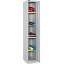 Kledinglocker, 1 compartimenten 1-deurs, 4 legborden, B 300 x D 457 x H 1800 mm, kwaliteitsplaatsstaal, afsluitbaar