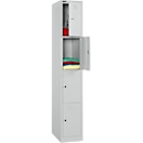 Kledinglocker, 1 x 4 compartimenten, 4-deurs, 3 legborden, B 300 x D 457 x H 1800 mm, kwaliteitsplaatsstaal, afsluitbaar