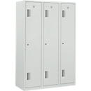 Kledinglocker, 3 compartimenten, grijs RAL 7035 B 1200 x D 500 x H 1800 mm cilinder