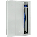 Kledinglocker, 3 deuren, B 1200 x H 1800 mm cilinderslot, lichtgrijs