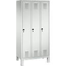 Kledinglocker Evolo S 3000, staal, 3 compartimenten, veiligheidsdraaigrendelslot, lichtgrijs RAL 7035/lichtgrijs RAL 7035
