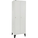 Kledinglocker - stalen - 2 compartimenten - met voeten - B 630 x D 500 X H 1850 mm-  hoedenplank, kledingstang - met  draaigrendelslot - lichtgrijs/lichtgrijs - ons merk Schäfer Shop Pure