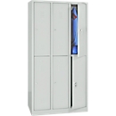 Kledinglocker, twee rijen, 2 x 3 compartimenten, cilinderslot, lichtgrijs RAL 7035/lichtgrijs RAL 7035