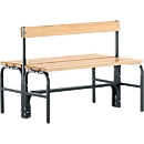 Kleedkamerbank, stalen buizen/hout, dubbel, met rugleuning, L 1015 mm, antraciet