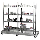 BAUER S 3023-4E kleinschalig legbord, basis- en aanbouwlegbord, B 2400 x D 800 x H 2000 mm, 4 roostervakken + 1 opvangbak