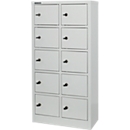 Kluis met 10 afsluitbare compartimenten - metaal - B 390 x D 200 x H 780 mm - lichtgrijs RAL 7035 - met metalen afdekplaat - ons merk Schäfer Shop Select
