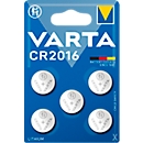 knoopcel VARTA Professional Electronics CR2016, spanning 3 V, capaciteit 90 mAh, lithium, 5 stuks