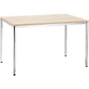 Konferenztisch, bis 4 Personen, Rechteck, 4-Fuß Quadratrohr, B 1200 x T 800 x H 720 mm, Ahorn/chromsilber