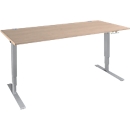 Konferenztisch, bis 8 Personen, Boot, Standfuß, B 2400 x T 1200 x H 720-820 mm, Eiche Masonic/silber