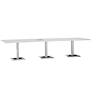Konferenztisch, mit Tischanschlussfeld, bis 12 Personen, Rechteck, Standfuß, B 3500 x T 1000 x H 720-820 mm, weiß/silber