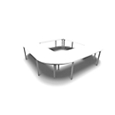 Konferenztischsystem IDEA, Quadrat 12 Plätze, B 3200 x T 3200 mm, weiß/aluminium
