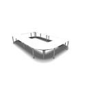 Konferenztischsystem IDEA, Rechteck 16 Plätze, B 3200 x T 4800 mm, weiß/aluminium