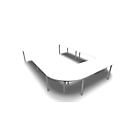 Konferenztischsystem IDEA, U-Form 12 Plätze, B 3200 x T 4000 mm, weiß/aluminium