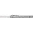 Kreidemarker STAEDTLER Lumocolor®, Rundspitze, Schreibfarbe weiß, Strichbreite 2,4 mm, für glatte Oberflächen, Flüssigkeit auf Wasserbasis