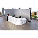 L-Theke Faro, 4-Elemente, 90° Winkel, mit Beratungsplatz, melaminharzbeschichtet, ABS-Kanten, B 3670 x T 1970 x 1120 mm, weiß/anthrazit