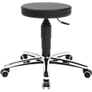 Laboratoriumkruk Topstar Tec 70, desinfectiebestendig, gepolsterd, harde vloer zwenkwielen, Ø 35 x H 390 - 520 mm, zwart