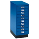 Ladekast A4, met 10 schuifladen, 675 mm hoog, gentiaanblauw