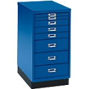 Ladekast A4, met 8 schuifladen, 675 mm hoog, gentiaanblauw