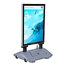 LED Kundenstopper WindPro, A1, wetterfest, beidseitig einsetzbar, mit Rollen, 650-1300 Lux, Polycarbonat, grau