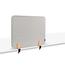 Legamaster Elements acoustic table partition, PET core, fabric surface pinable, incl. 2 table clamps, W 800 x H 600 x D 21 mm, quiet grey