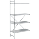 Legbord aanbouw, roestvrij staal, gesloten legborden, B 875 x D 500 mm
