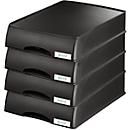 LEITZ® Brievenbak met lade Plus, A4, kunststof, 4 st., zwart