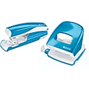 LEITZ® Bürolocher + Tischheftgerät Wow SET, metallic-blau