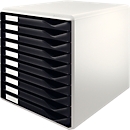 LEITZ® desktop drawers, 10 drawers, DIN A4, polystyrene, light grey/black